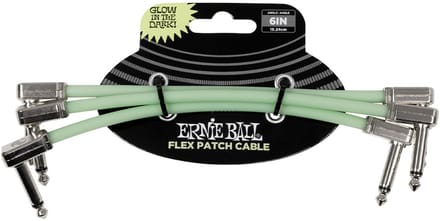 Ernie Ball 6475 Flex Patch Cables Patchkabel Glow in the Dark 15cm 3-Pack