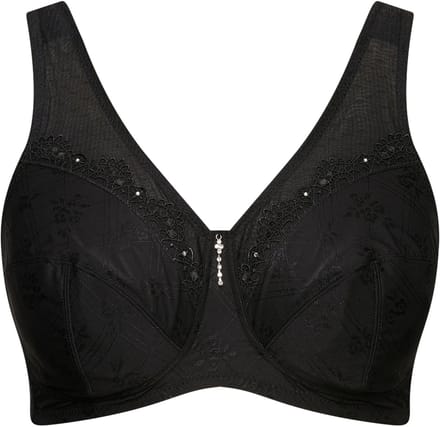 Ulla Popken - Dames - Ontlastingsbeha zonder beugel kant - Zwart - Maat 130E