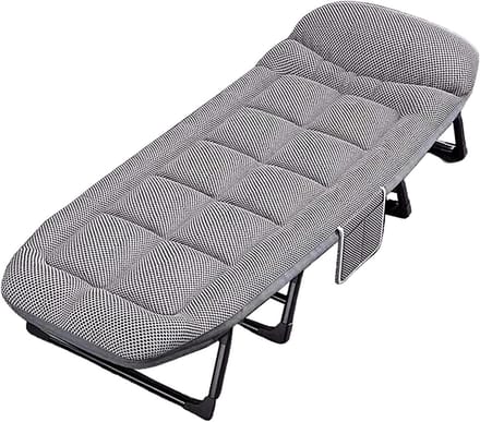 Opvouwbaar Bed - Logeerbed Campingbed - Comfortabel Slapen - Verstelbare Rugleuning - 190x65cm - Grijs