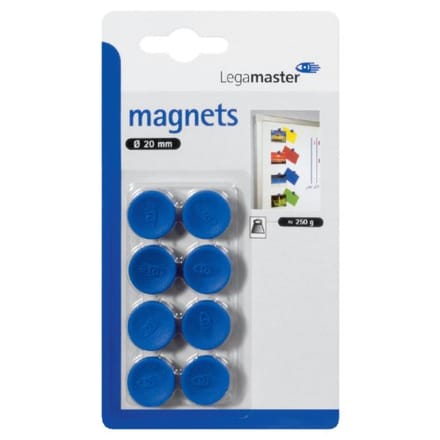 Whiteboardmagneten 20mm Lega Blauw Blister à 8 Stuks