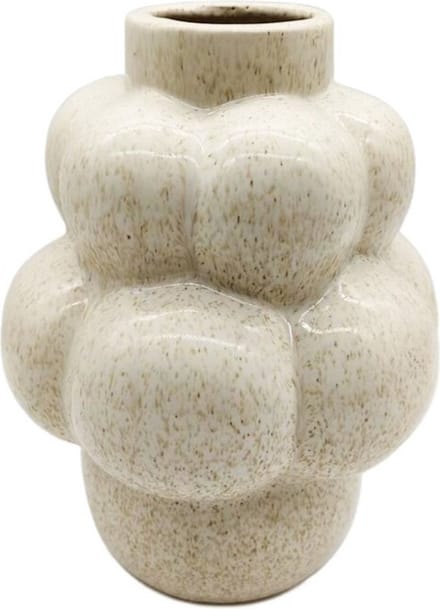 Aardewerk vaas bubbels beige wb