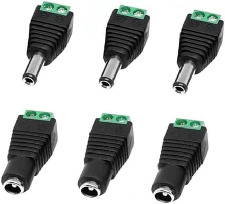 3x DC Stroomadapter Schroefconnector 5.5mm x 2.1mm Binnen/Buiten Plug Adapter voor Camera Router LED
