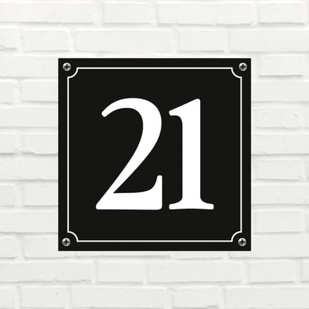 Huisnummerbord Mat zwart Deluxe - Nummer 21 - incl. bevestiging