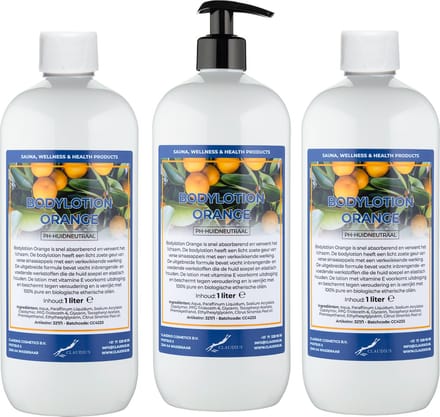 Bodylotion Orange 1 Liter - met gratis pomp - set van 3 stuks