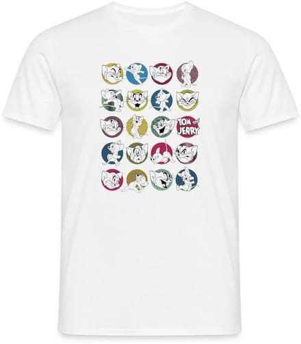 Tom And Jerry Iconische Uitdrukkingen Met Logo T-Shirt Heren