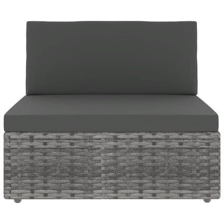 vidaXL - 7-delige - Loungeset - met - kussens - poly - rattan - grijs