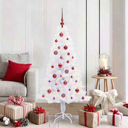 vidaXL - Kunstkerstboom - met - 150 - LED - Wit - 150 - cm - PVC - en - Staal