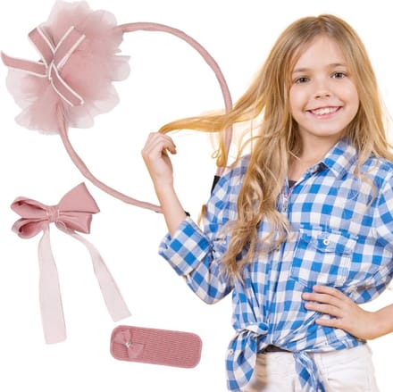 Roze Haaraccessoires Set - Haarband + 2x Haarspeldjes van Nella