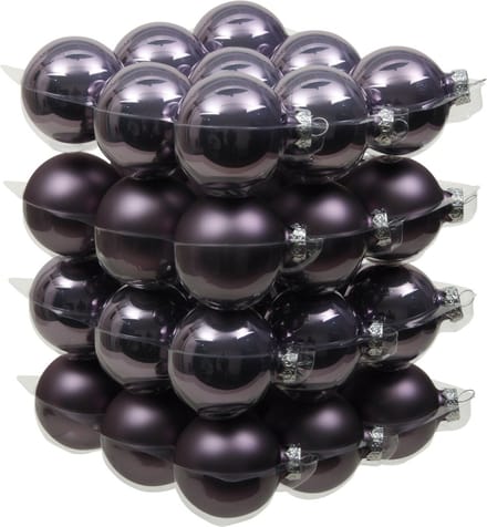 Othmar Decorations kerstballen - 36x st - lila paars - D6 cm - glas - kerstversiering