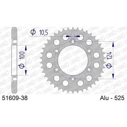 Aluminium tandwiel achter Afam 525 38 dents