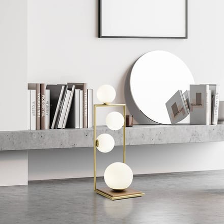 miloox by Sforzin Tafellamp Buble goud opaalglas 4-lamps dimmer
