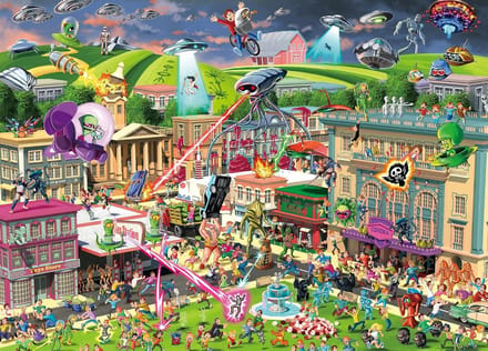 1000 Stukjes Puzzel - Uitdagende Sci-Fi Buitenaardse Aanval (1000 pc)