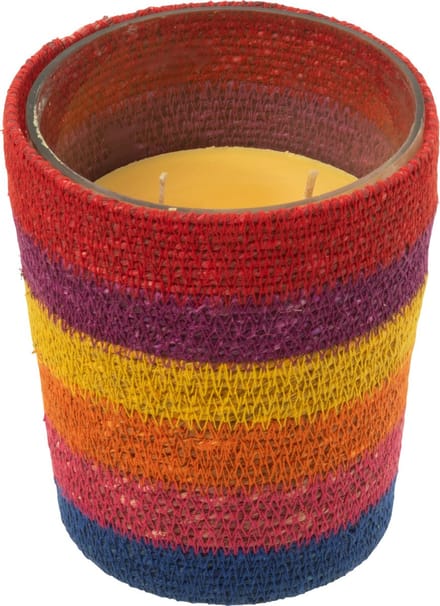 J-Line geurkaars Mand - Woody Aurora - glas - mix - medium - 55U