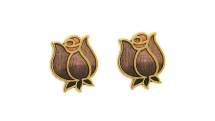 Behave - Oorringen dames - roosmotief - paars - 1 cm