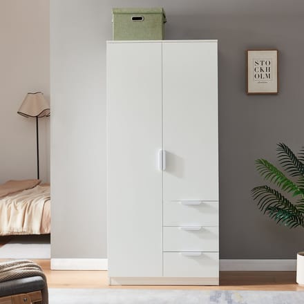Kledingkast Eiselfing 176x80x52 cm met 4 vakken en 3 lades wit [en.casa]