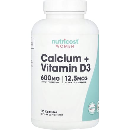Nutricost, women, calcium + vitamin D3, 180 capsules