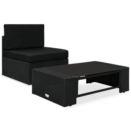 vidaXL - 2-delige - Loungeset - poly - rattan - zwart