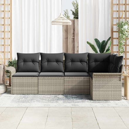 vidaXL - Tuinbank - Set - 5 - st - poly - rattan