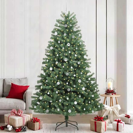 vidaXL - Kunstmatige - Hinged - Kerstboom - Groen - 240 - cm - PVC - en - Metalen