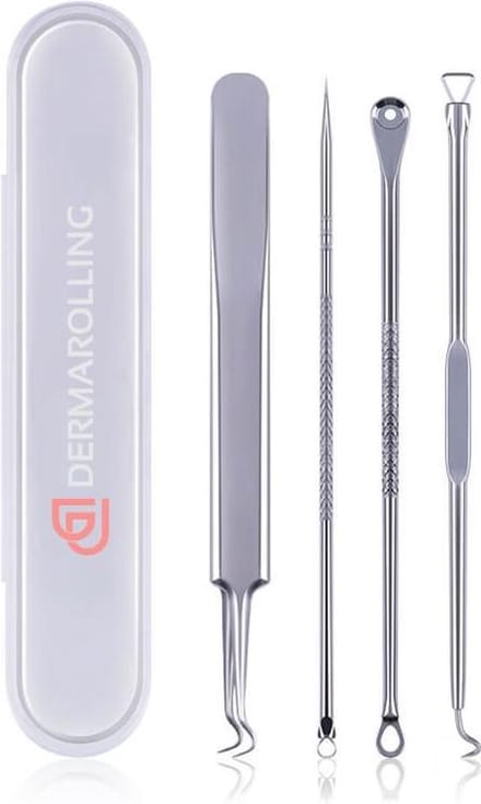 Dermarolling 4-Delige RVS Comedonenlepel set F03