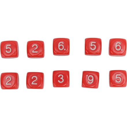 20 STUKS 6-zijdige getallen dobbelstenen plastic 16mm afgeronde hoek veelzijdige dobbelstenenset voor cijferonderwijsbord red