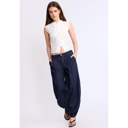 Stradivarius Kanten top met houtje-touwtjeknoop  Wit M