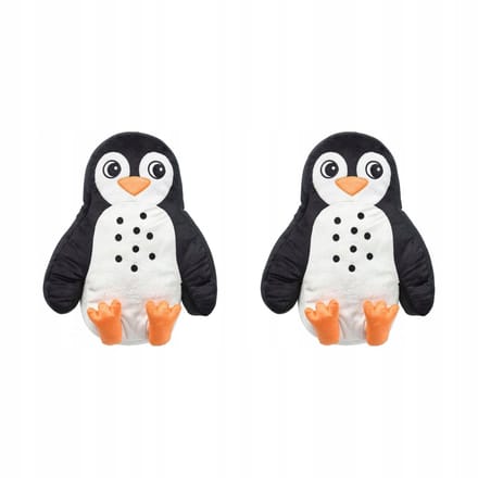 2x Merkloze Penguin Knuffelkussen voor Kinderen - Zwart/Wit, 40x32 cm