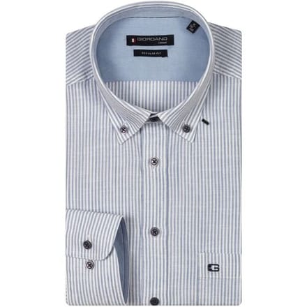 Giordano Overhemd Ivy Button Down Washed Cotton Linnen Stripe Licht Blauw / male