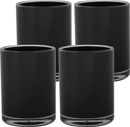 MSV Drinkbeker/limonadebeker - 4x - PS kunststof - zwart - 440 ml - camping bekers - luxe