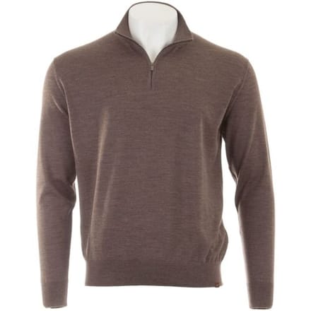 Paul & Shark Trui 140S Superfine Merino Wool Half Zip Coffee Quartz / male