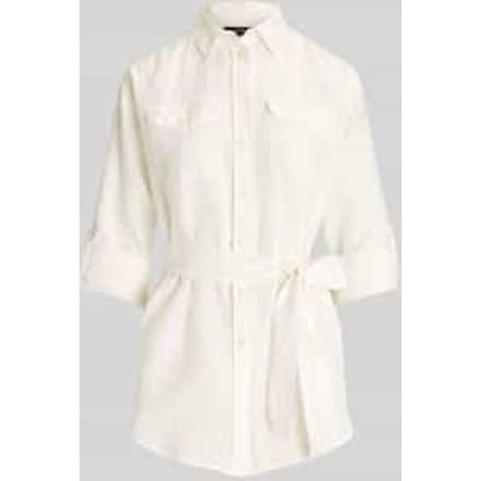 relaxed fit overhemdblouse van puur linnen