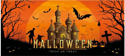 Halloween banner haunted house 400 x 180 cm
