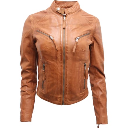 Dames slim-fit leren bikerjack-Maldon