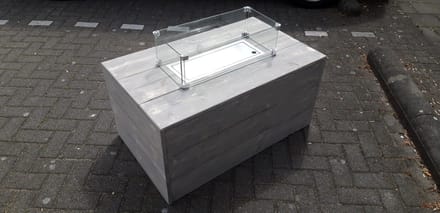 Vuurtafel Boxxx Terrasverwarmer Grijs Geschuurd steigerhout 60x100x50cm
