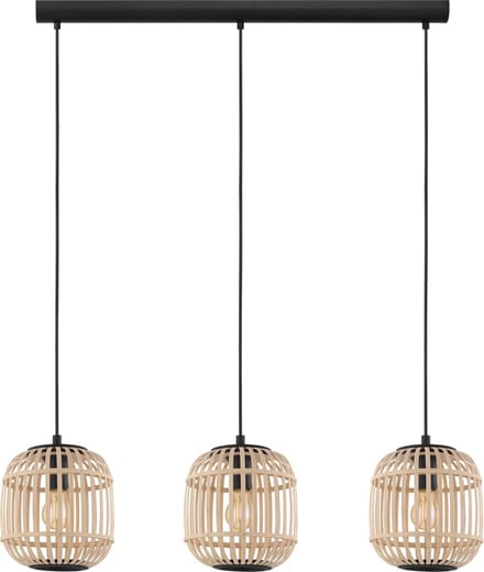 EGLO Bordesley Hanglamp - E27 - 91 cm - Zwart/Hout
