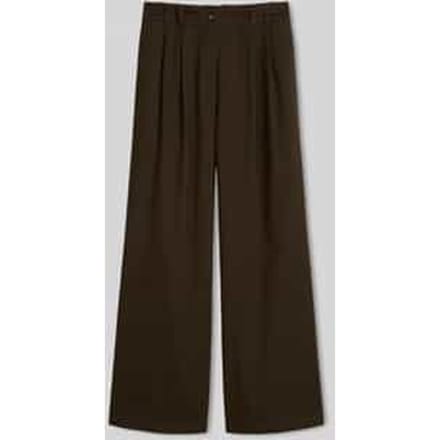 Wide leg broek van katoenmix met bandplooien