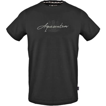 Aquascutum Heren Script Crew Neck Regular T-shirt (Zwart)