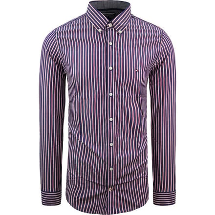 Tommy Hilfiger Slim Fit Oxford Overhemd Gestreept Navy Heren Top