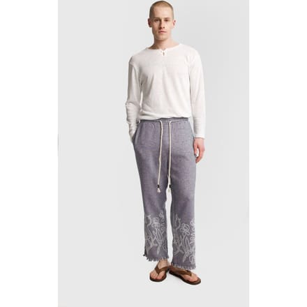 Heren Katoenen Geborduurde Brei Wijde Pantalons