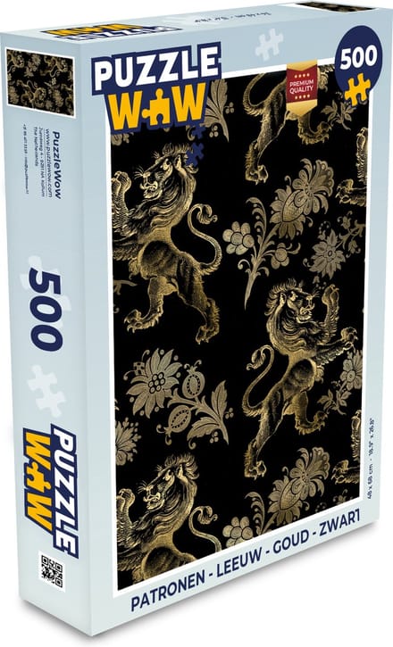 Puzzel Patronen - Leeuw - Goud - Zwart - Legpuzzel - Puzzel 500 stukjes