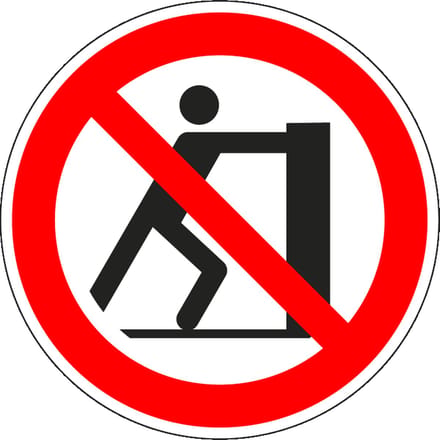 Duwen verboden sticker - ISO 7010 - P017 400 mm