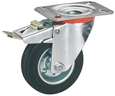 Massief rubber vastzet-zwenkwiel met rollager 125 mm