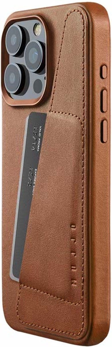 Mujjo - Full Leather Wallet geschikt voor iPhone 15 Pro Max - bruin