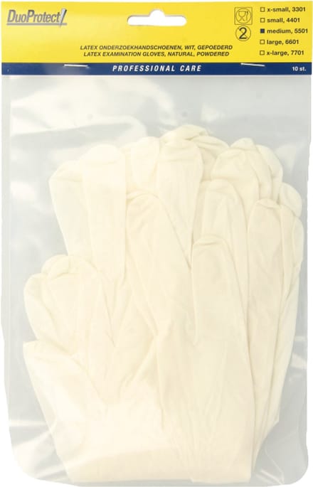 Duoprotect Handschoen latex medium 10 Stuks