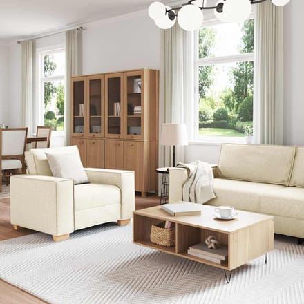 vidaXL - Bankstel - 3 - st - Beige - Linnenmix - Stoffen