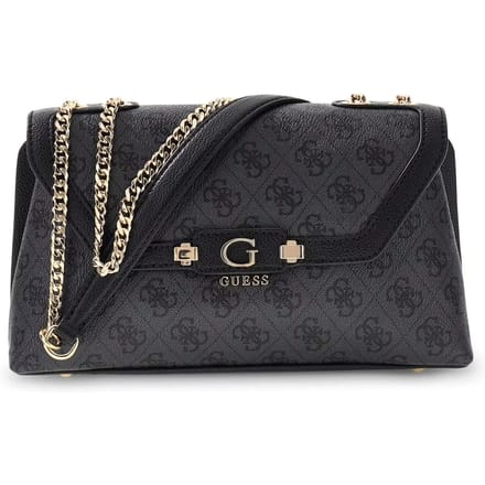 GUESS schoudertas handtas Lindsey Convertible Xbody Flap Coal Logo donkergrijs