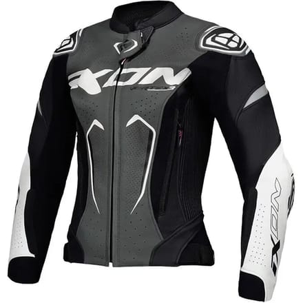 Ixon Vortex 3 JKT L Zwart Antraciet Wit Dames Leren Motorjas - Jas