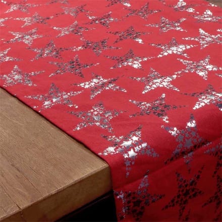 Unique Living | Tafelloper Stars 42x150cm red/silver