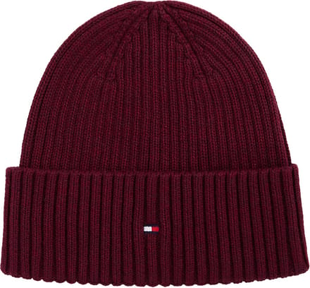 Tommy Hilfiger muts - the flag twisted yarn beanie - bordeaux rood melange