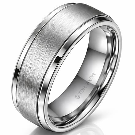 Zilverkleurige wolfraam heren ring Geborsteld Mat en Glans-22mm